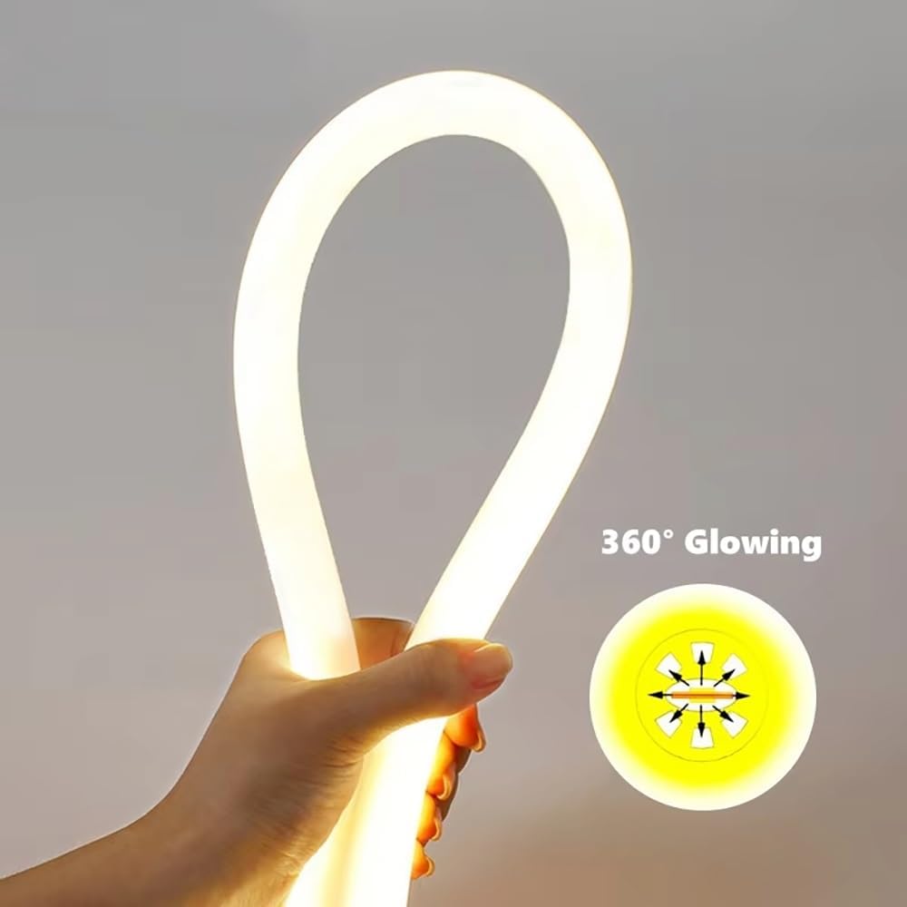 1M Waterproof Silicone Neon Tube Cover - Flexible 360° Luminous LED Strip Diffuser,1pcs
