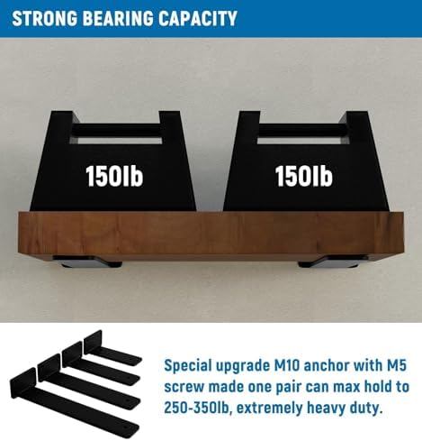 leopo 8 inch 6 pack floating shelf brackets showing dimensions