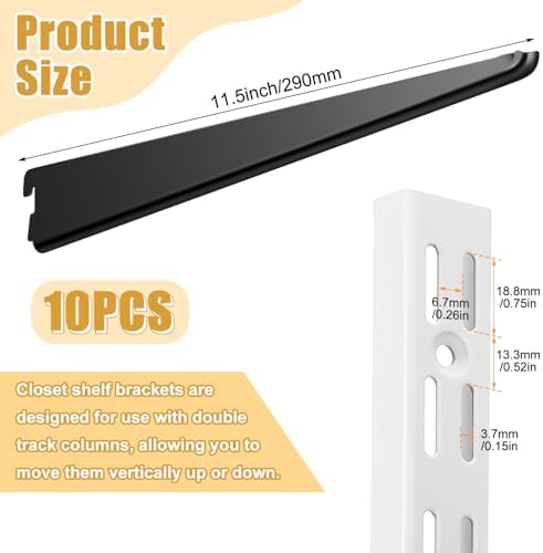 yalikop 10 pack adjustable shelf brackets for double shown in use
