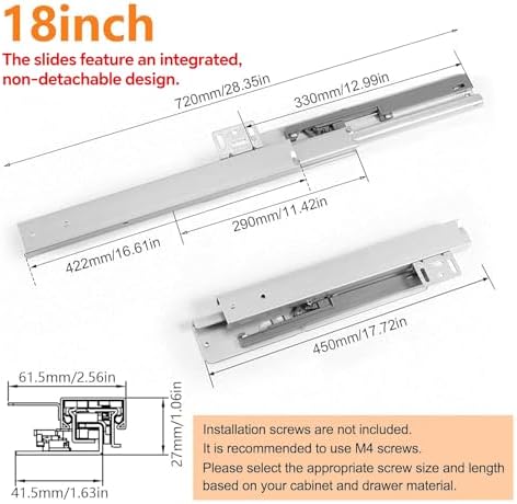 undermount shelf drawer slide soft close bottom support shown in use