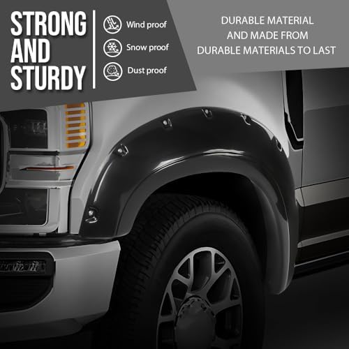 G-PLUS Fender Flares Front and Rear Side Compatible with Ford F250 F350 Super Duty 2017 2018 2019 2020, Not Fit Dually Models Pocket Rivet Smooth Black