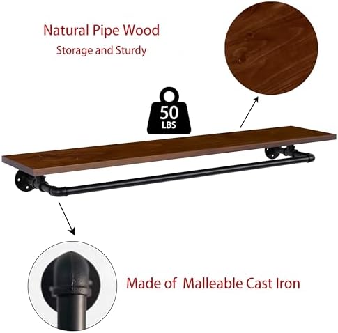 clothes rack 36in, wall mounted garment rack with, close-up detail