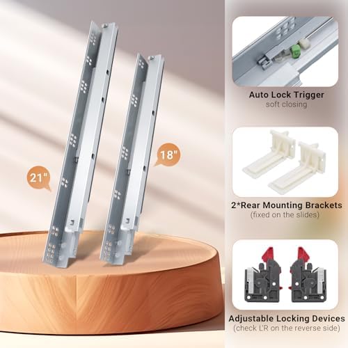 probrico 10 pairs 21 inch undermount drawer slides, side view