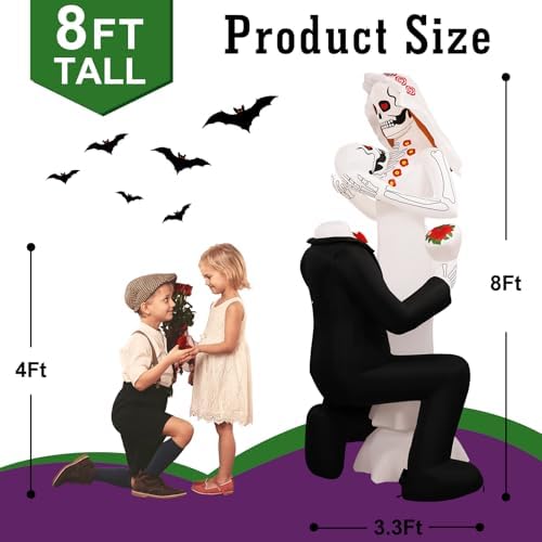 Halloween Inflatables Giant 8Ft Tall Skeleton Couple Day of The Dead Outdoor ...
