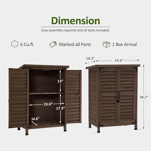 mcombo small outdoor storage cabinet, wood shed with, close-up detail