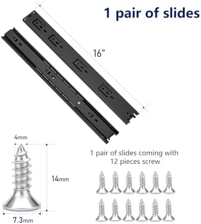 ravinte drawer slides 16 inch 2 pairs (4, close-up detail