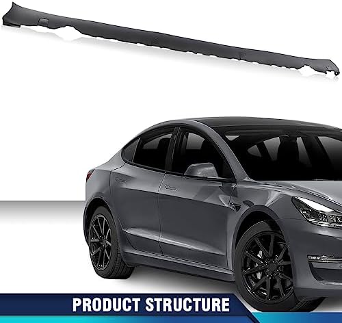PIT66 Right Door Side Skirt Molding Rocker Lower Cover Trim Compatible With Tesla Model 3 2017-2022 1089829-00-D, 1089831-00-D