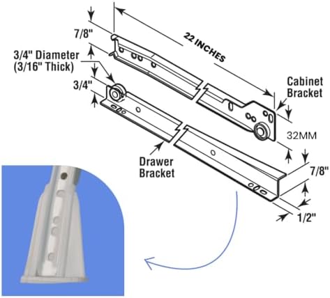 22 inch euro slides, pack of 2, for shown in use