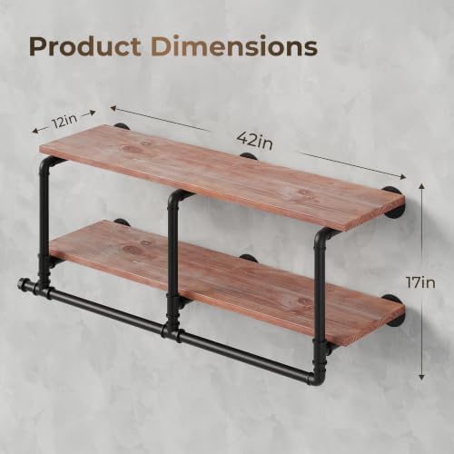 industrial pipe clothing rack with top shelf, space-saving on a desk or shelf