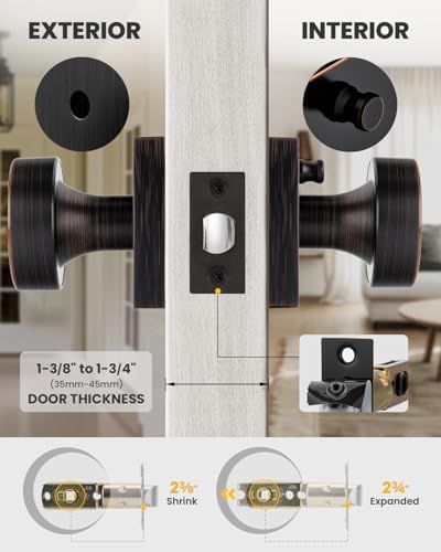 goldenwarm oil rubbed bronze door knobs interior privacy showing dimensions