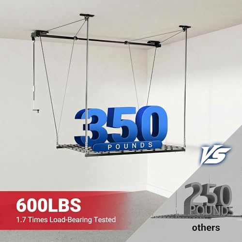 fleximounts gl1 overhead garage lifting storage rack, 4x4, side view