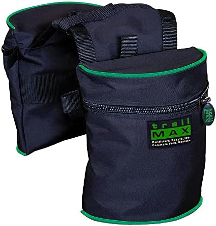 TrailMax Horse Horn Bags for Trail Riding – Medium & Large Western Saddle Horn Bags for Horses & Mules, Insulated Trail Gear with Secure Fit & Grab-and-Go Liners, Medium, Black with Green Piping