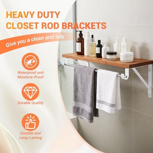 closet rod brackets 11x9.5in, 8 pack closet shelf, close-up detail