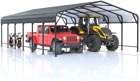 airwire 20x30 ft metal carport canopy with reinforced, front angle view