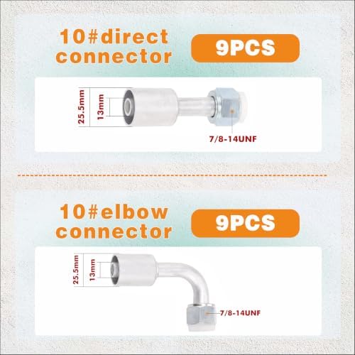 air conditioning hose fitting kit includes #6#8#10 ac showing dimensions