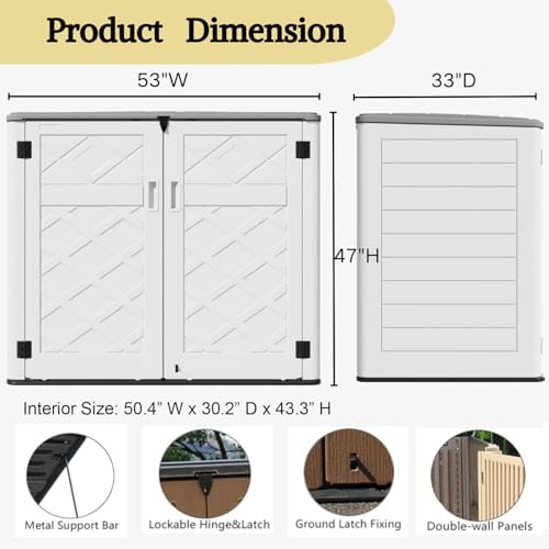 zzm large outdoor storage shed, 48 cu ft showing dimensions