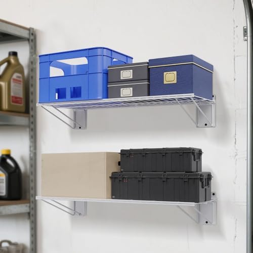 wall shelf 24'' x 11'', white wall mounted, front angle view