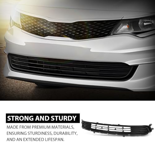 G-PLUS Front Bumper Lower Grille Grill | Compatible with Kia Optima EX 2016 2017 2018 Matte Black Grill Assembly Replace OE 86560D5010