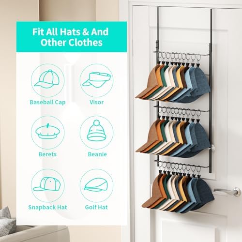 hapirm over door hat rack - 3 tier, close-up detail