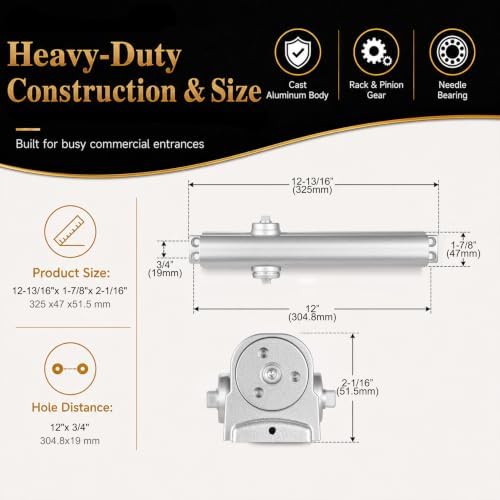 medium heavy duty grade 1 commercial door closer on a desk or shelf