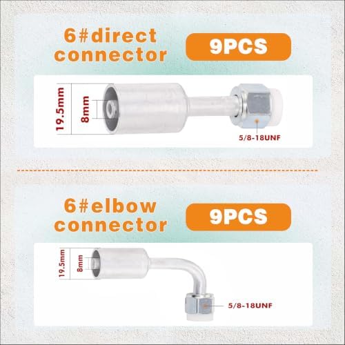 air conditioning hose fitting kit includes #6#8#10 ac, close-up detail