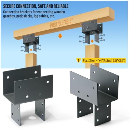 4x4 (actual 3.5"x3.5") post cap tie bracket, heavy, side view