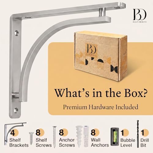 classic silver heavy duty shelf brackets 8 inch, close-up detail