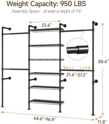 onbrill h3 expandable wall mounted closet system, heavy shown in use