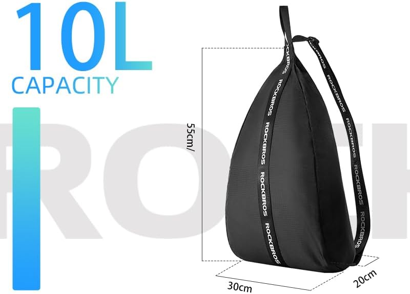 ROCKBROS Motorcycle Helmet Backpack Helmet Bag Large Capacity Waterproof Lightweight Storage Bag with Reflective Stripe Model For Motorcycle Dirt Bike Motocross Bicycle Racing ATV, Black