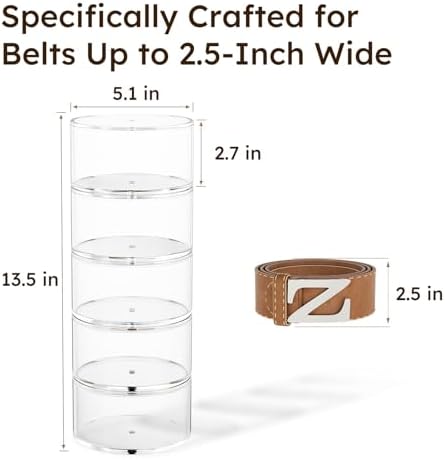 femeli acrylic belt storage organizers for closet 5-layer, close-up detail