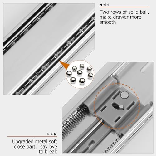 lontan 6 pairs 16 inch soft close drawer, close-up detail