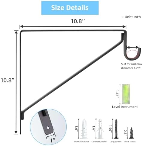 closet rod bracket, 10.8x10.8inch closet shelf brackets heavy shown in use