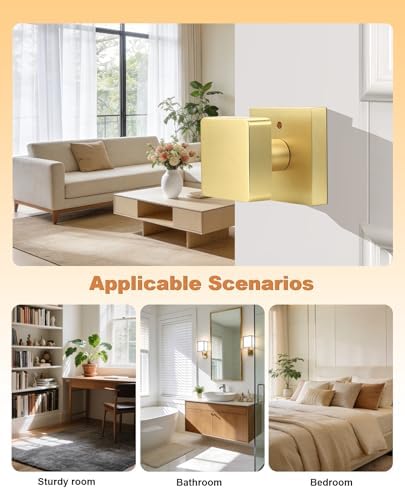probrico 6 pack gold square door knobs, modern on a desk or shelf