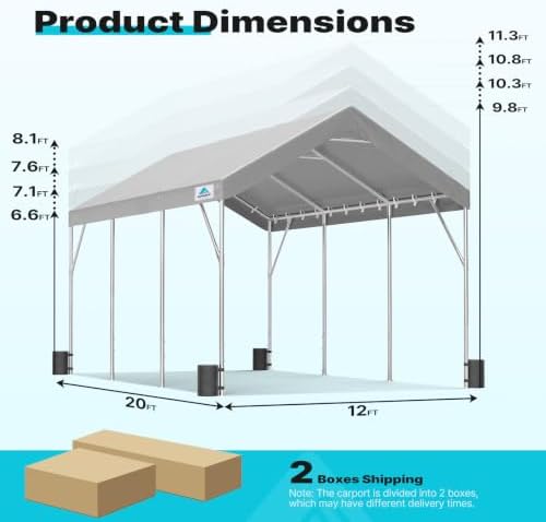 advance outdoor 12x20 ft heavy duty carport potable shown in use