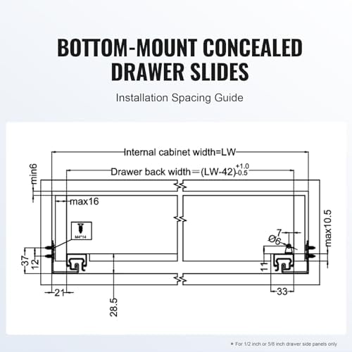 vevor bottom mount drawer slides 6 pairs 15, package contents