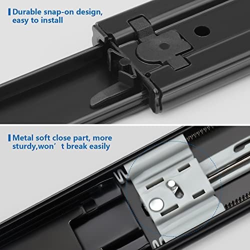 homdiy 10 pair soft close drawer slides 22, side view