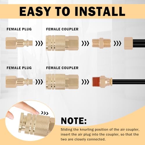 cheemuii 37pcs 1/4 brass dot air line fittings on a desk or shelf