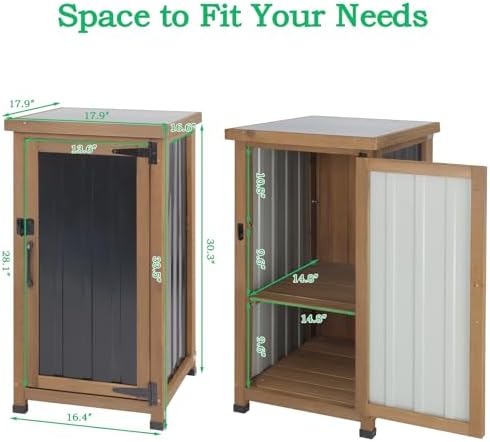 small outdoor storage cabinet weatherproof, wood garden potting showing dimensions
