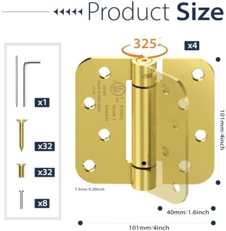 4 inch self closing door hinges,4-pack spring loaded shown in use