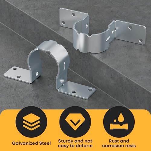 fence post brackets, 2-3/8 steel to wood fence showing dimensions