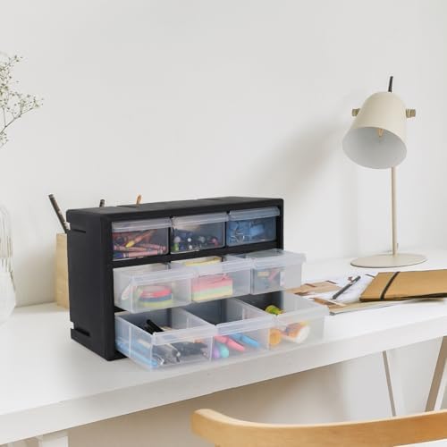 sadstory 9-drawer plastic drawer storage cabinet for garage shown in use