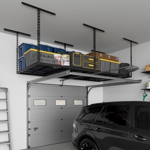 4x8ft overhead garage storage rack 750lbs capacity, 26"-40" on a desk or shelf