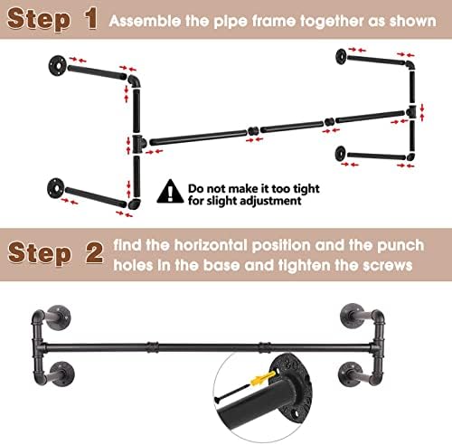 wall mounted clothes rack - 54" industrial pipe, package contents