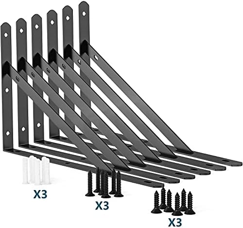 cwlotac heavy duty shelf bracket 6 pack, front angle view