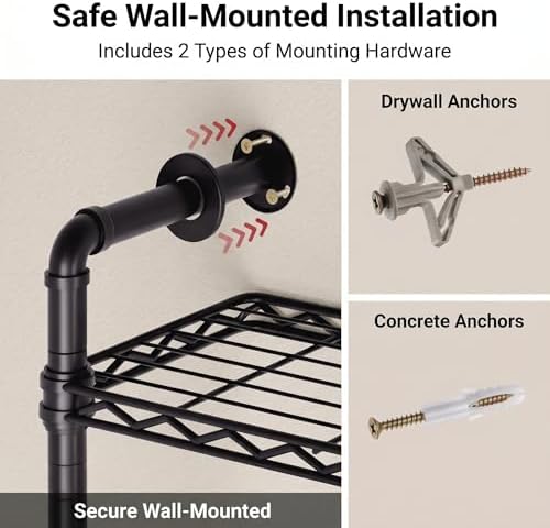 f3 wall mounted closet system, industrial pipe clothing, front angle view