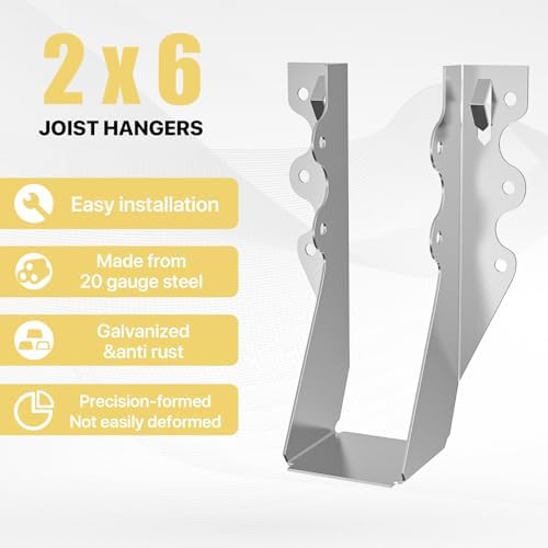 2x6 joist hanger,lu26 18 gauge double shear face, close-up detail