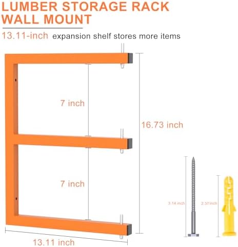 lumber storage rack, 6-level lumber rack wall-mounted, 1320 shown in use