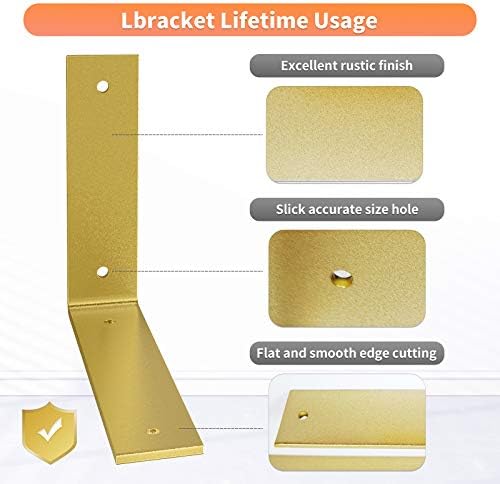 gold heavy duty shelf brackets 8 inch, extra, close-up detail