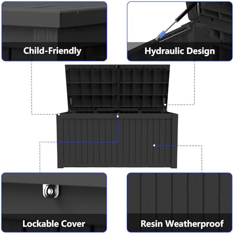200 gallon outdoor storage box resin deck box showing dimensions