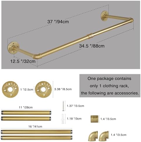 addgrace industrial iron pipe clothing garment rack wall, close-up detail